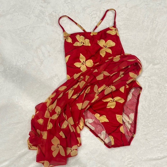 Athena Other - ATHENA VINTAGE SWIMSUIT AND MATCHING COVER-UP in Red & Gold Floral Print size 10